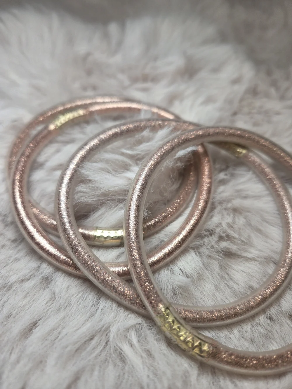 Plunder Four Rose Gold Glitter Rubber Bracelets Beach Jewelry Lake Accessories